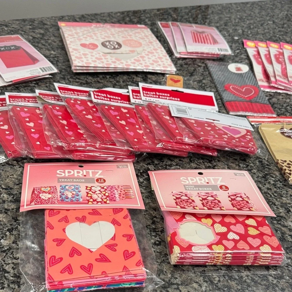 Valentine's Day Party treat gift bag Set - Red and Pink NEW